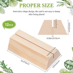 12 Pieces Wood Place Card Holders Trapezoidal Wooden Table 0.06 Inches,