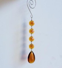 20Pcs Crystal Strand Glass Amber Drop Pendant Christmas Tree Cake Topper Supply