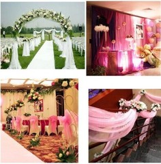 32.8Yards Bridal Wedding Draping Decoration Glass Yarn (White and Golden Random)