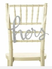 NEW Kate Spade New York Silver Glitter “His Hers” Bridal Chair Signs