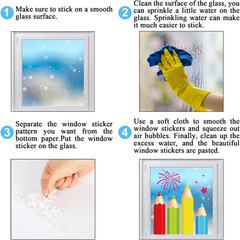9 Sheet Back to School Window Clings Colorful Pencil Crayon Ruler Window Decals
