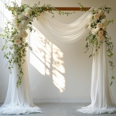 HOLITS White Wedding Arch Draping Fabric – 31″W x 240″L (Pack of 1),