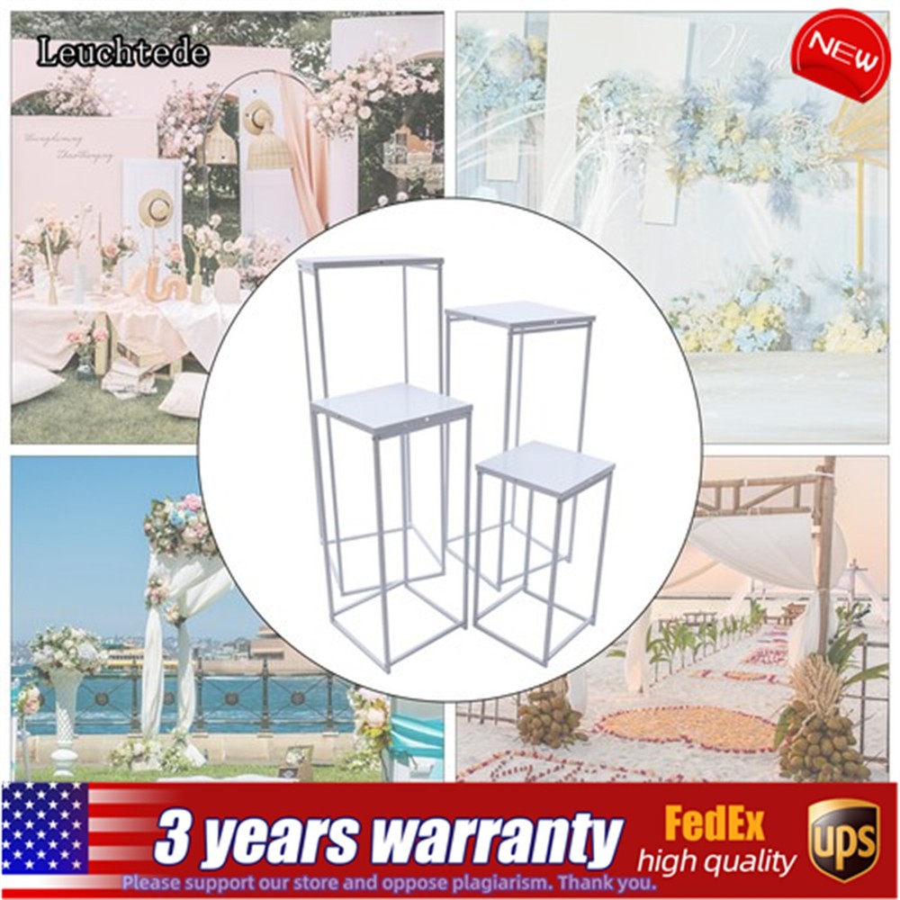 4pcs Metal Flower Stand Square Column Stand Wedding Banquet Hall Party Decor New