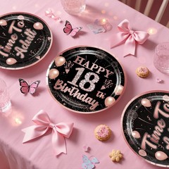 Yingoto 181PCS 18th Birthday Decorations for Girls Tableware Set, Rose Gold 1…