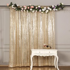 CHAMPAGNE 8 ft x 8 ft Sequined Backdrop Curtain Wedding Party Booth Decorations