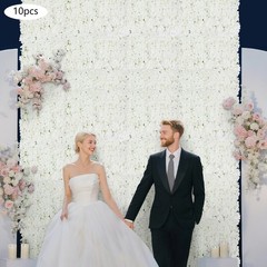 10Pcs Artificial Flower Wall Panel Realistic Flowers Board Wedding Party Decor