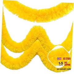 50 Feet Christmas Tinsel Garland, Metallic Foil Twist Garland Macaron Yellow