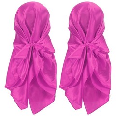 2Pcs 35 Inch Square Satin Head Scarf Silk Feeling Hair Scarf, Fuchsia