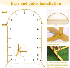 Gold Metal Balloon Arch Stand Set for Wedding & Party Decor – 6FT & 7.2FT