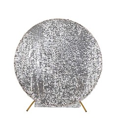 7.5 ft SILVER Sparkly Big Payette Sequin Backdrop STAND COVER Party Decorations