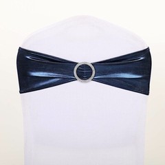 Metallic Spandex Chair Sashes Silver Round Buckles Wedding Decorations Sale