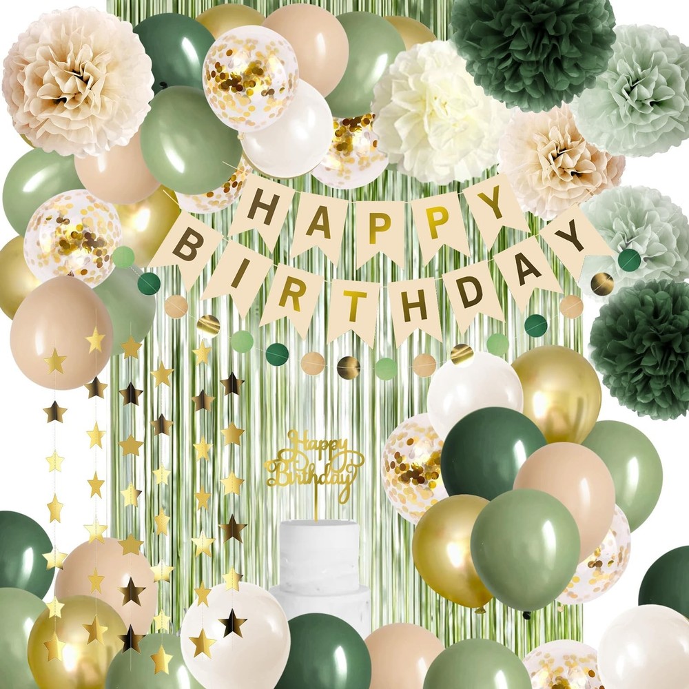 Sage Green Birthday Decorations Olive Green Happy Birthday Party Decorations …