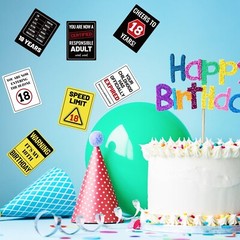 9pcs 18th Birthday Party Decorations, 9 Styles Funny Wall Signs Thick Paper F…