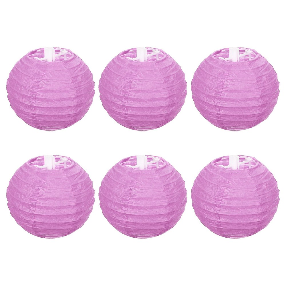 6pcs 4 Inch Folding Hanging Paper Lanterns Small Lampshade Pink