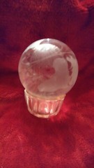 Beautiful Genuine Crystal World Globe Earth Sphere Etched Frosted Glass Ball