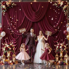 Burgundy 4 Panels Backdrop Curtains – 12ft High for Stunning Scenes