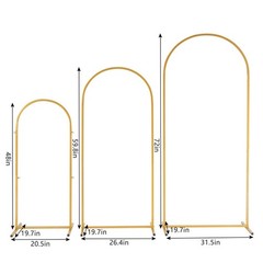 Metal Arch Backdrop Stand Gold Wedding Arch Stand Set of 3(6FT/5FT/4FT)for Party
