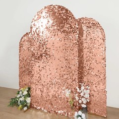7 ft BLUSH Payette Sequin Fitted Round Top Wedding Arch STAND COVER Party Events