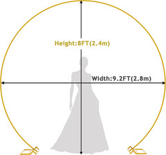 9.2FT Gold round Backdrop Stand Metal Circle Wedding Arch round Balloon Arch Sta