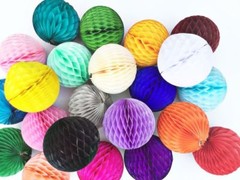 30x Multi-Color 4 8 12 inch HoneyComb Tissue Paper Balls Pom Poms Wedding Decor