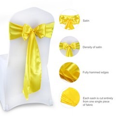 100 Yellow Satin Chair Sashes Silky Sateen Chair Bows wedding party Event décor
