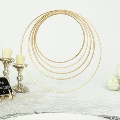 5 LIGHT BROWN Round Natural Wood Floral Hoops Wreaths Rings Party Decorations