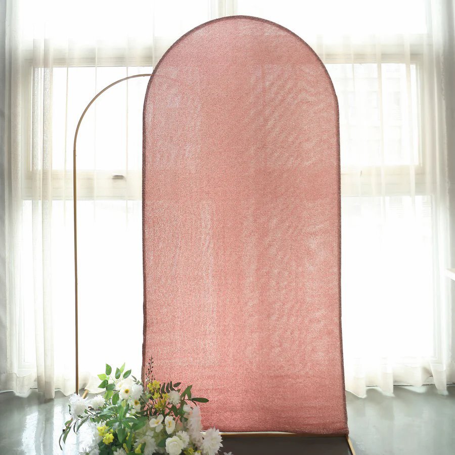 7 ft ROSE GOLD Metallic Fitted Spandex Round Top Arch STAND COVER Party Events