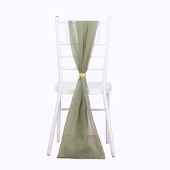 5 DUSTY SAGE Premium Chiffon Wide CHAIR SASHES Wedding Party Reception