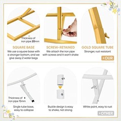 Suuwoee 8FT Balloon Arch Stand Round Backdrop Stand Circle Wedding Arch – Gold