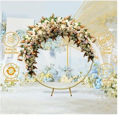 Round Backdrop Stand Circle Arch, 6.5ft Golden Aluminum Balloon Arch Kit, Party