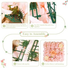 FUHSY Pink 3D Flower Wall Panels 12PCS 15x15in Wedding Party Backdrop Decor