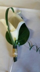Bridal Cascading Bouquet, Calla Lilies, White Roses, Greenery Wedding Flowers