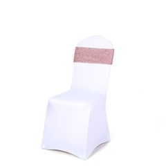 10 Rose Gold Glittered Spandex CHAIR SASHES Wedding Ceremony Party Decorations