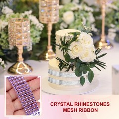 1″x10 Yard Crystal Rhinestones Mesh Ribbon Light Purple (4mm)