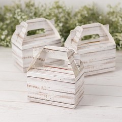 25 Whitewashed Favor Boxes Rustic Wooden Design Party Gift Holders Events Home