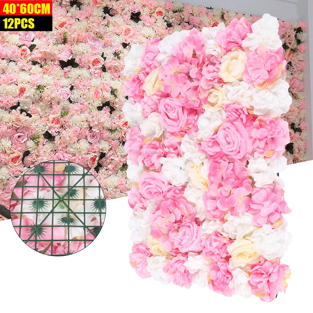 12X Wedding Artificial Rose Flower Wall Panel Bouquet Party Background Backdrop~