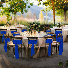 10 Pcs Royal Blue Satin Chair Sashes Bows Universal Chair Cover for Wedding Rec