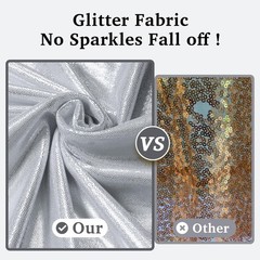 10ftx10ft Sequin Silver Backdrop Curtain for Parties, Wrinkle Free Thick Glit…