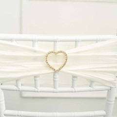 Gold 2 in Heart Metal Chair Sash PIN BUCKLE Rhinestones Party Events Decorations