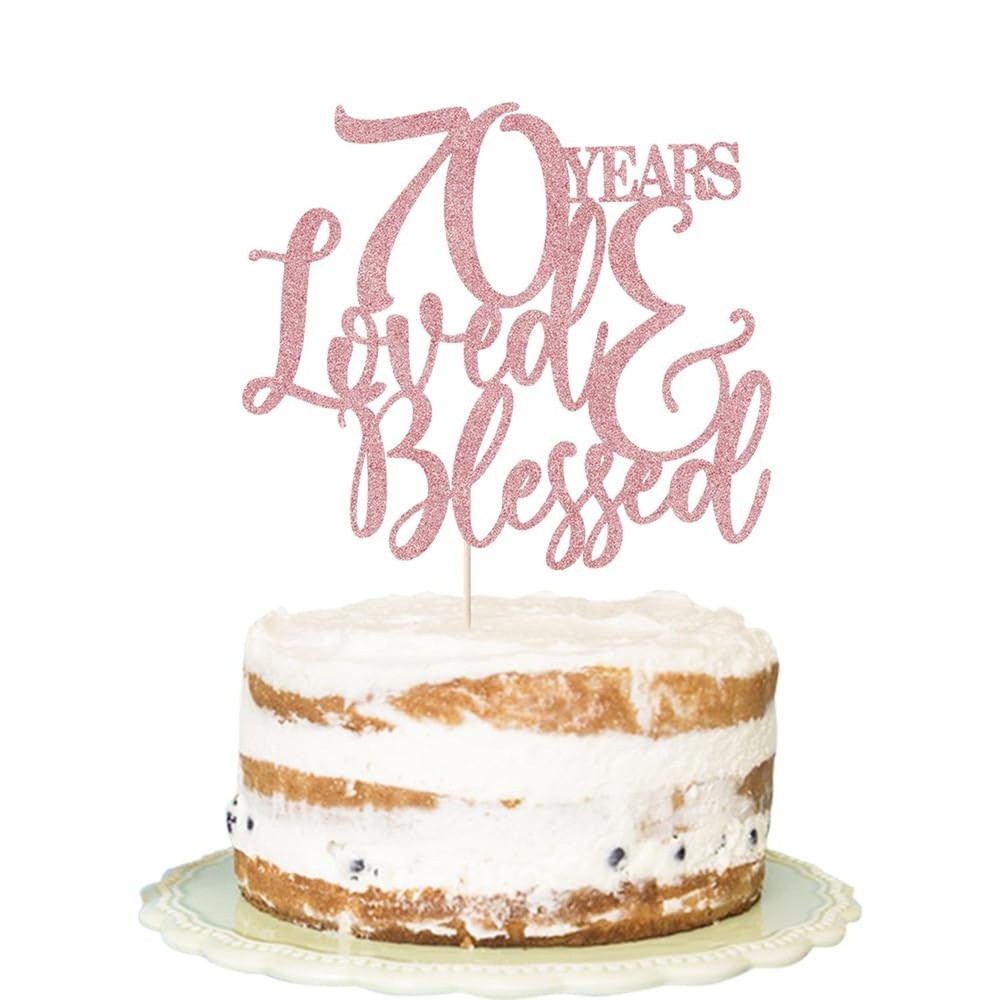 Glitter 70 Years Loved & Blessed Cake Topper – 70th Birthday Cake Decorating,…