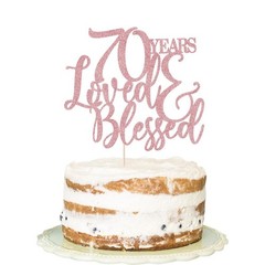Glitter 70 Years Loved & Blessed Cake Topper – 70th Birthday Cake Decorating,…