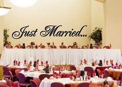 Just Married Wedding Wall Decor Vinyl Sticker Decal 7.5″h x 40″w