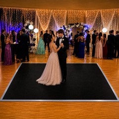 Portable Commercial Dance Floor 12×12 Black Waterproof Tiles Wedding Event Party