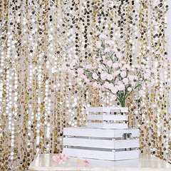 CHAMPAGNE 8×8 ft Big Payette Sequined BACKDROP CURTAIN Wedding Decorations