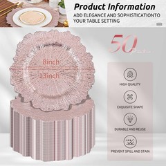 Pesonlook 50Pcs Rose Gold Charger Plates Round 13inch, Reef Plate Chargers fo…