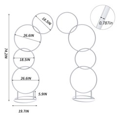 Set of 2 Oversized Round Wedding Arch Backdrop Metal Hoop Floral Stand Party Dec