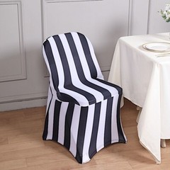 Black White Striped Premium Spandex Stretchable Folding CHAIR COVER Party Home