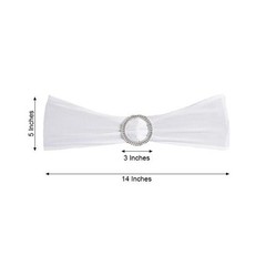 10 White Spandex CHAIR SASHES with Silver Round Buckles Wedding Decorations SALE