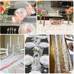Rainbow Glitter Moon and Stars Tulle Table Runner 10FT Silver Sequin Metallic Fo