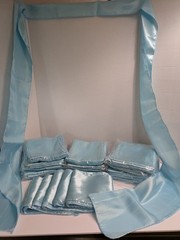 Set Of 76 Baby Blue Satin Chair Cover Sash Bows 8″ x 104″ Banquet Wedding Decor